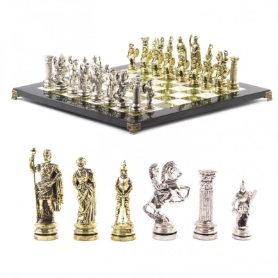 Шахматы подарочные Римская империя змеевик мрамор большие