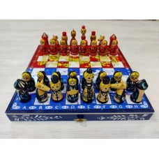 Шахматы Гжель против Хохломы