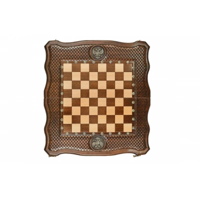 Шахматы   нарды резные Герб РФ