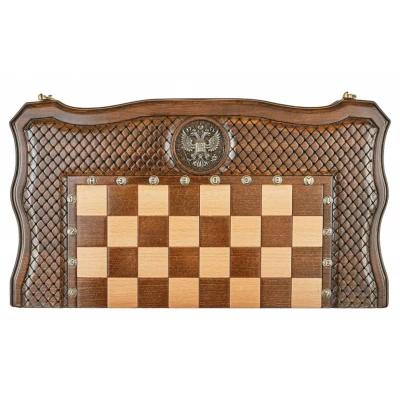 Шахматы   нарды резные Герб РФ