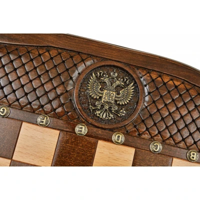 Шахматы   нарды резные Герб РФ