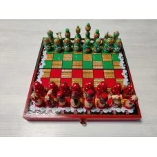 Шахматы сувенирные Матрешки красно-зеленые
