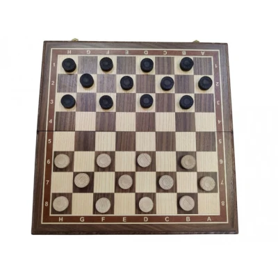 Шашки подарочные 64 клетки из ореха и бука