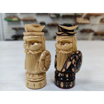 Шахматные фигуры резные ручной работы Русские воины без доски