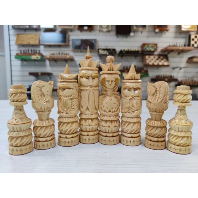 Шахматные фигуры резные ручной работы Русские воины без доски