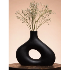 Ваза керамическая для сухоцветов декор 20 см черная