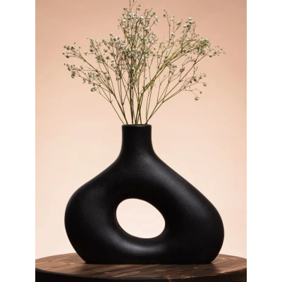 Ваза керамическая для сухоцветов декор 20 см черная