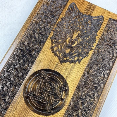 Нарды деревянные резные Волк 60 см, Artash