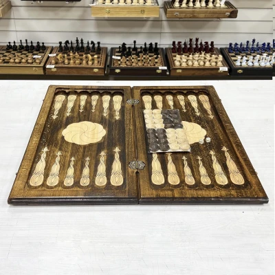 Нарды деревянные резные Волк 60 см, Artash