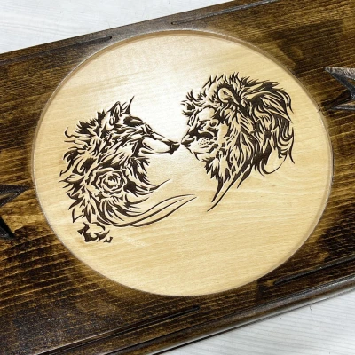 Нарды деревянные резные Волк и Лев 60 см, Artash