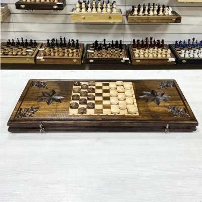 Нарды деревянные резные Волк и Лев 60 см, Artash