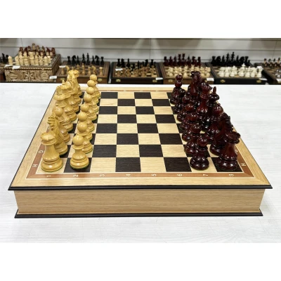 Шахматы в ларце эксклюзивные дуб с ящиками и фигурами Wellington