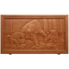 Нарды подарочные с объемной резьбой Охота на медведя 50х50 см
