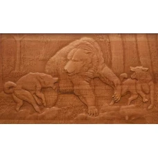 Нарды подарочные с объемной резьбой Охота на медведя 50х50 см