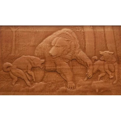 Нарды подарочные с объемной резьбой Охота на медведя 50х50 см