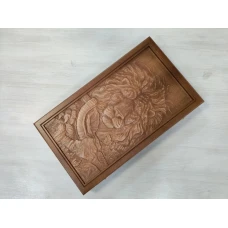 Нарды подарочные с объемной резьбой Лев 50х50 см