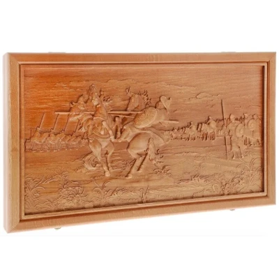 Нарды подарочные с объемной резьбой Куликовская битва  50х50 см