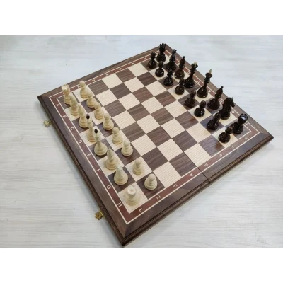 Шахматы подарочные Бастион большие люкс орех