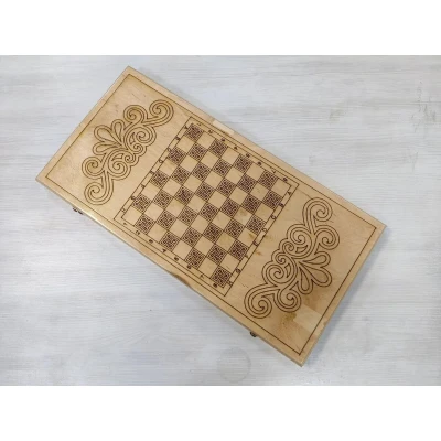 Нарды деревянные Волк светлые с чехлом