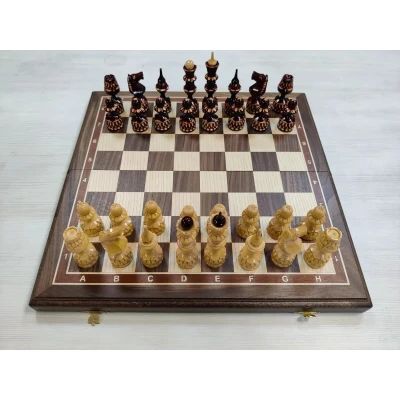  Шахматы ручной работы Точенка резная на большой доске из ореха