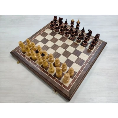 Шахматы ручной работы Точенка резная на большой доске из ореха