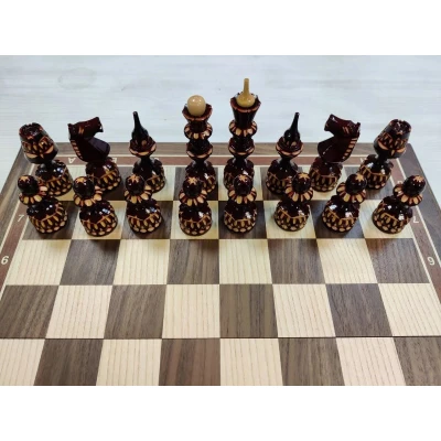  Шахматы ручной работы Точенка резная на большой доске из ореха