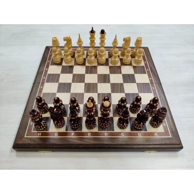  Шахматы ручной работы Точенка резная на большой доске из ореха