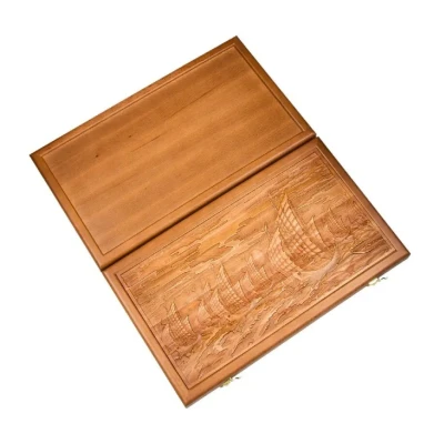 Нарды подарочные с объемной резьбой Парусники 50х50 см