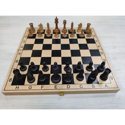 Шахматы шашки Авангард с утяжелением средние на доске из бука