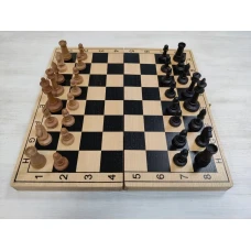 Шахматы шашки Авангард с утяжелением средние на доске из бука