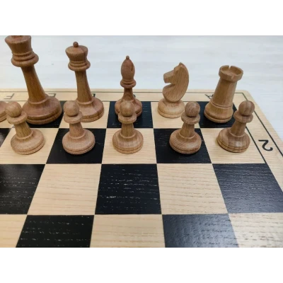 Шахматы шашки Авангард с утяжелением средние на доске из бука