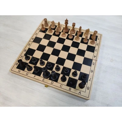 Шахматы шашки Авангард с утяжелением средние на доске из бука