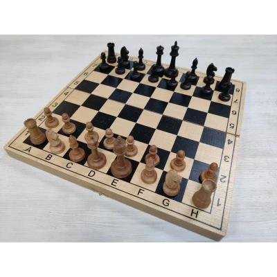 Шахматы шашки Авангард с утяжелением средние на доске из бука