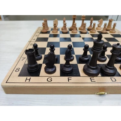 Шахматы шашки Авангард с утяжелением средние на доске из бука