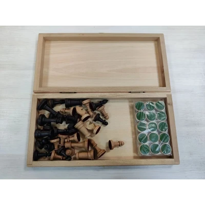 Шахматы шашки Авангард с утяжелением средние на доске из бука