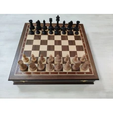 Шахматы подарочные в ларце Стаунтон орех большие с утяжелением
