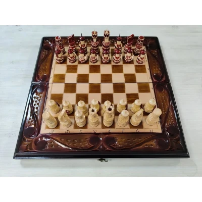 Шахматы нарды шашки резные ручной работы Тигр большие 60 на 60 см