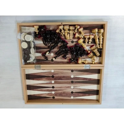 Шахматы нарды шашки Американский орех с фигурами из клена большие