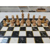 Шахматы с нардами под Мрамор с фигурами из бука 