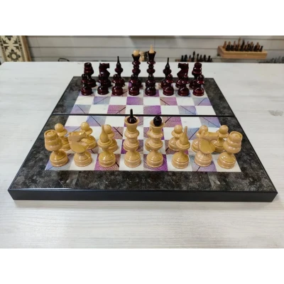 Шахматы, нарды, шашки Вдохновение с резными фигурами Точенка