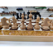 Шахматы + нарды Роза с классическими фигурами из бука
