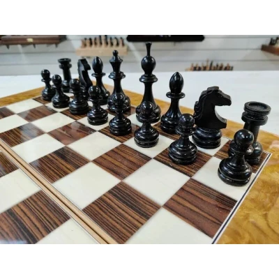 Шахматы + нарды Роза с классическими фигурами из бука