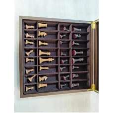  Шахматы подарочные в ларце из ореха с утяжеленными фигурами авангард средние