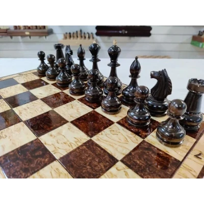  Шахматы эксклюзивные из карельской березы большие, фигуры с утяжелением