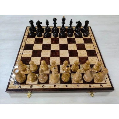  Шахматы эксклюзивные из карельской березы большие, фигуры с утяжелением