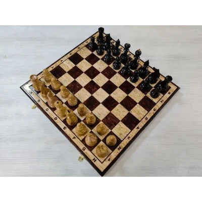  Шахматы эксклюзивные из карельской березы большие, фигуры с утяжелением