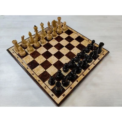  Шахматы эксклюзивные из карельской березы большие, фигуры с утяжелением