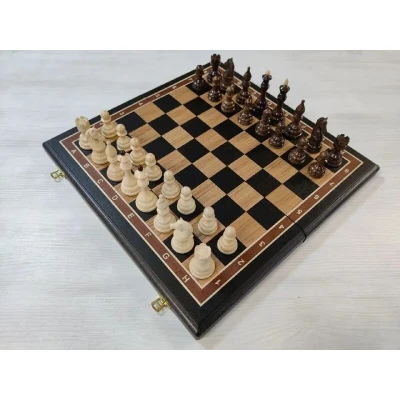 Шахматы подарочные черное дерево/дуб c утяжеленными фигурами из граба