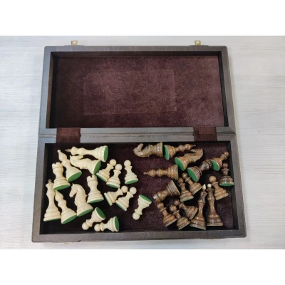 Шахматы подарочные черное дерево/дуб c утяжеленными фигурами из граба