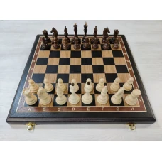 Шахматы подарочные черное дерево/дуб c утяжеленными фигурами из граба